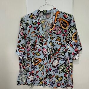 Zara Women's Colorful Fruit and Floral Blouse